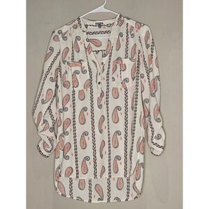 Charlotte Russe Paisley Print Button Up Long Sleeve Top‎ Y2K Business Casual